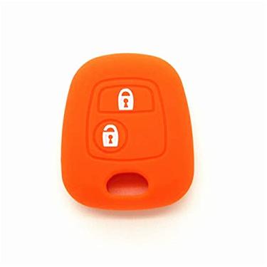 Imagem de Venus-David Silicone 2 botões Car Key Case Cover Ring Key Bag, apto para Peugeot 107 206 207 307 Citroen C1 C2 C3 C4 C4 Picasso Toyota Aygo, laranja