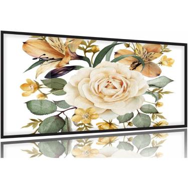 Imagem de Quadro Decorativo Flor Grande 130x60 Moldura Preta 2x2