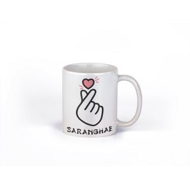 Imagem de Caneca ECF Saranghae Branca Porcelana 325ml