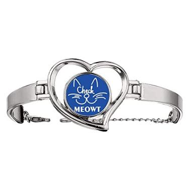 Imagem de N/A N/A Bracelete de fio com joia de coração e arte Deco para barba com rosto de gato, medium, metal
