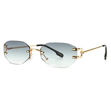 Imagem de Óculos de sol retangulares sem aro feminino masculino tons designer gradiente uv400 óculos de sol retrô óculos de sol sem moldura, C6, outros