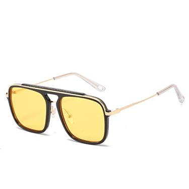 Imagem de Óculos de sol quadrados para homens, óculos de sol de moda, tendências de direção, máscaras masculinas uv400 zonnebril heren, amarelo c5, outros