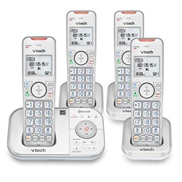 Imagem de VTech Telefone sem fio VS112-47 DECT 6.0 Bluetooth 4 para casa com atendedores, bloqueio de chamadas, identificador de chamadas, interfone e conexão à célula (prata e branco)