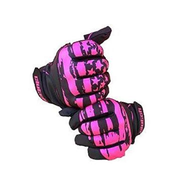 Imagem de Clutch Sports Apparel Luvas para rebatedor de beisebol e softbol com bandeira americana rosa – Super aderente para adultos e jovens – malha de desempenho e palmeira de pele de carneiro perfurada (rosa, médio)