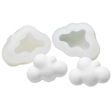 Imagem de Fewo 2 peças moldes de silicone 3D Cloud para bolos de chocolate para decoração de velas sabonete loção barra cera giz cera derretido de plástico argila de polímero
