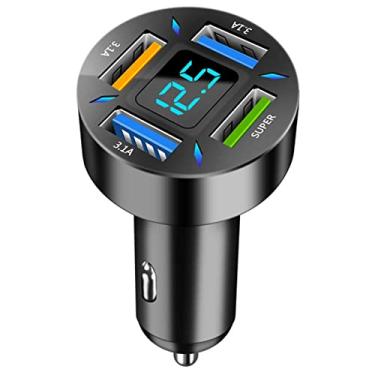 Imagem de carregador carro, 66W 4-Portas Carregador Carro Rápido Carregamento Rápido USB Tipo C Plug Isqueiro Carro, Carregamento rápido vários dispositivos ao Purble