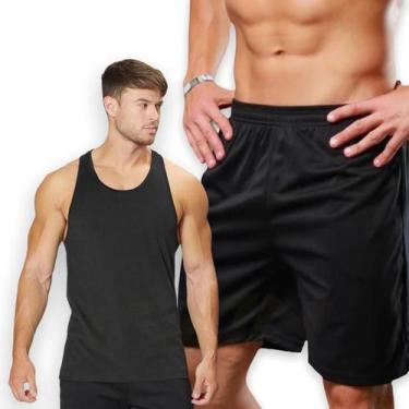 Imagem de Kit Shorts Bermuda + Camiseta Regata Fitness Masculina Poliamida 278 -
