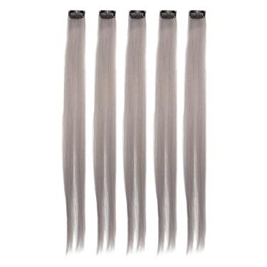 Imagem de Clipe de extensão de cabelo de cor, fijación firme a la moda Clip de postizo de color de 21.65 pulgadas de longitud que se Grandma Ash