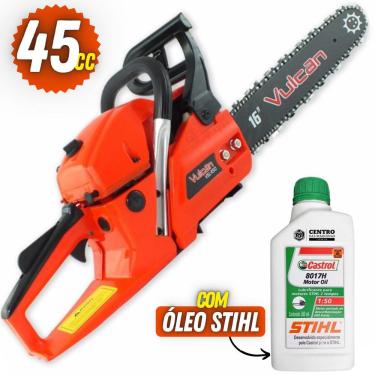 Imagem de Motosserra á Combustão Vulcan Trent VSL450 2T 45cc 2,30hp Forte e Resistente Com Sabre de 16 Polegadas e Corrente de 28 Dentes + Óleo 2T Castrol Stihl