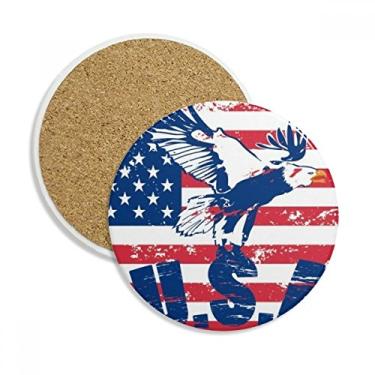 Imagem de Bandeira da América Haliaeetus leucocephalus Caneca de águia porta-copos de mesa Pedra absorvente de proteção de mesa