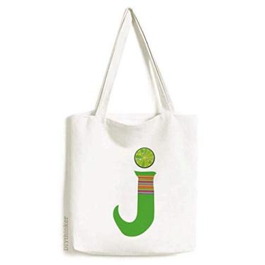 Imagem de J Alphabet Sacola de lona com estampa de frutas laranjas, bolsa de compras casual