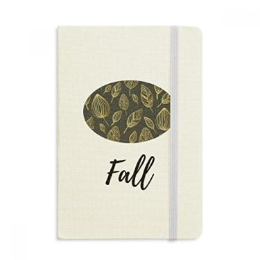 Imagem de Caderno de plantas com desenho de folhas douradas, capa dura de tecido, diário clássico
