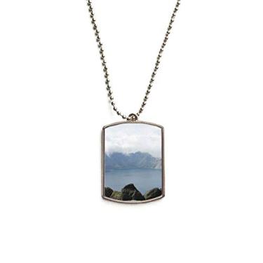 Imagem de DIYthinker Colar com pingente de identificação de cachorro Tianchi Panorama de aço inoxidável