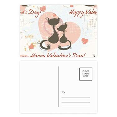 Imagem de Black Cats Conjunto de cartões postais Feliz Dia dos Namorados Cartão de felicitações de aniversário