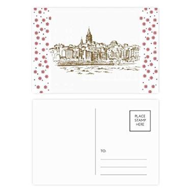 Imagem de Turkey River Sketch Paisagem Natal Natal Flor Celebração Cartão Postal Blessing Mailing Card