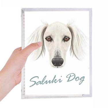 Imagem de Caderno de animais de estimação branco Saluki de rosto longo com folhas soltas e diário recarregável