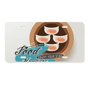 Imagem de DIYthinker Placa de licença Hong Kong Har Gow Dumplings Decoração de aço inoxidável para automóvel
