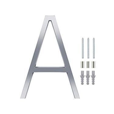 Imagem de Placa de casa flutuante 3D de 12,7 cm, placa de porta número dígitos para casa ao ar livre endereço caixa de correio grande placa 0-9, liga de prata, montagem com parafuso, antiferrugem, durável