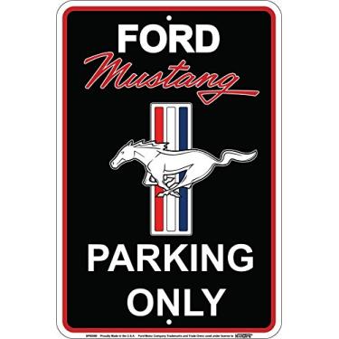 Imagem de Placa Ford Mustang Parking Only preta