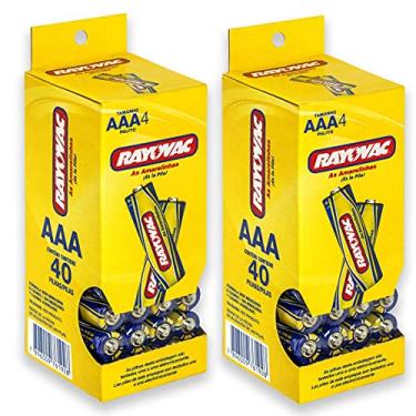 Imagem de 80 Pilhas AAA Palito Zinco Carvão Rayovac 2 Tubos C/ 40 Unidades