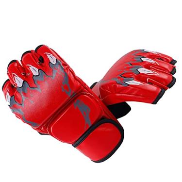 Imagem de Luvas de Boxe, Luvas de Kickboxing de Luta de Meio Dedo, Luvas de Boxe de Treinamento Com Faixa de Pulso Ajustável para Homens e Mulheres (Estilo Garra de Tigre Vermelho)