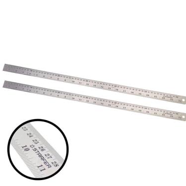 Imagem de Kit 2 Régua Aço Inox 60Cm 24 Desenho Projeto - Starfer