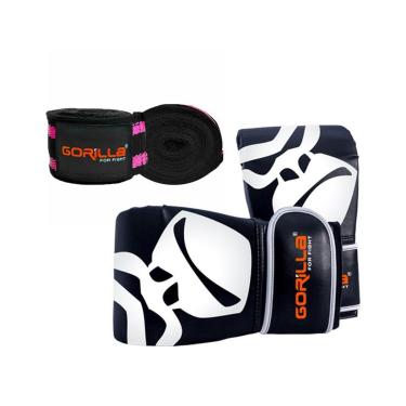 Imagem de Kit Muay Thau Luva Bate Saco Pro + Bandagem Elástica 3 Metros Fita Esportiva Treino Box...