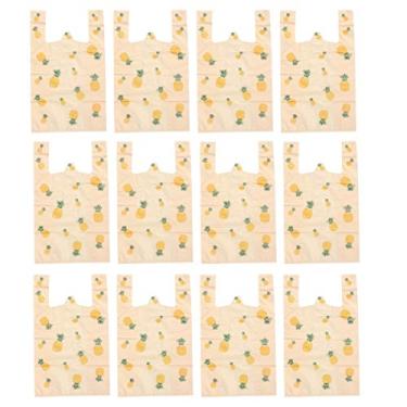 Imagem de Hemoton 50 peças de plástico para compras de abacaxi impressão camiseta para compras de supermercado bolsa de embalagem de frutas vegetais para loja de supermercado doméstico (bege) compras em massa