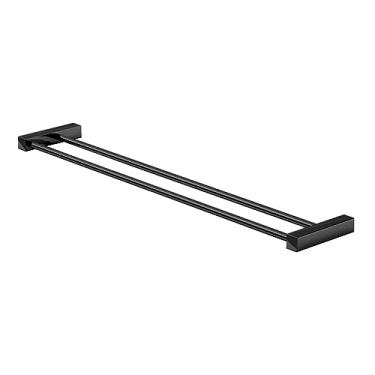 Imagem de Porta Toalha Duplo 60cm Troia Preto Fosco Grego Metal
