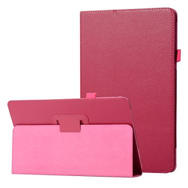 Imagem de Capa para tablet, capa de tablet com textura de couro para tablet compatível com Sony Xperia Z2 fino suporte dobrável protetor fólio capa traseira à prova de choque com suporte capa protetora (cor: rosa vermelho)
