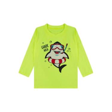 Imagem de Camiseta Masculina Tubarão Uv 50+ Pp  Amarelo Neon - Dodaro Kids