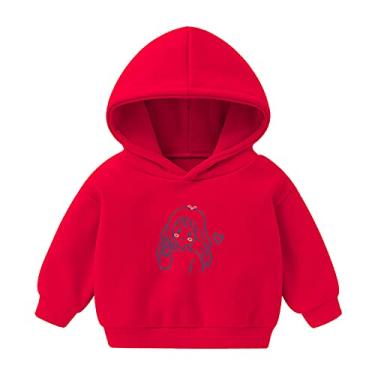 Imagem de Mercatoo Tops para meninas pulôver pulôver casual gola redonda inverno manga longa tops camisas roupas 2T-8T, Vermelho, 5-6 Anos