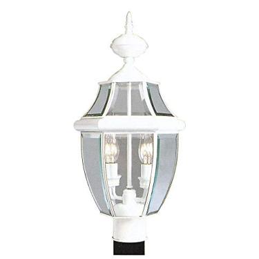 Imagem de Livex Lighting 2254-03 Monterey 2 Light Outdoor White Finish Solid Brass Head com vidro chanfrado transparente