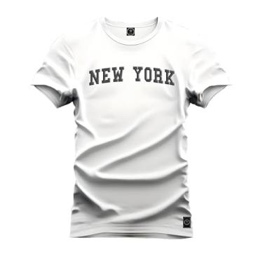 Imagem de Camiseta Plus Size Premium 100% Algodão Estampada Shirt Unissex New York Tires Branco G1