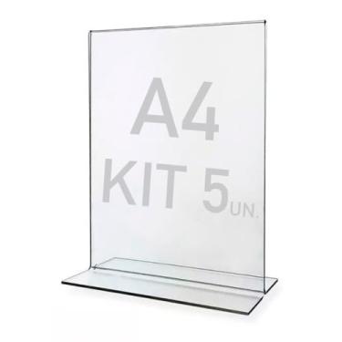 Imagem de Display Expositor T A4 21x30cm Acrílico Ps Balcão 5 Peças