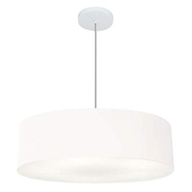 Imagem de Lustre Pendente Cilíndrico Cúpula Tecido 60x15 cm, Vivare Iluminação, Pendente4221 BR, Branco, Grande