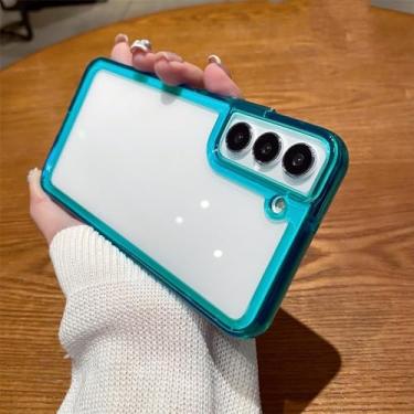 Imagem de Capa transparente de luxo para Samsung S24 S23 S22 S21 FE Plus Ultra 5G A12 A32 A52 A72 4G A33 A53 A73 A13 Capa de cristal, azul, para SamsungS24 Ultra
