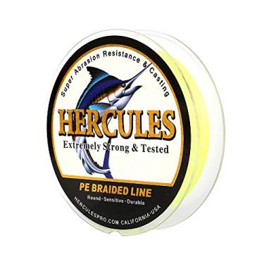 Imagem de Hercules linha de pesca trançada super fundida 8 fios de 10 lb a 300 lb teste para água salgada, 109/328/547/1094 jardas (100 m/300 m/500 m/1000 m), diamante.#0,12 mm-1,2 mm, desempenho de alto nível, cores variadas, Pesca esportiva, Fluorescent Yellow, 20LB-0.20MM-547YDS(500M)-8 STRANDS