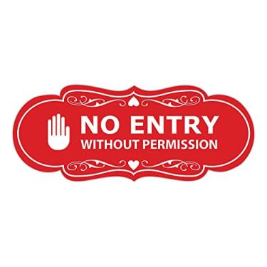 Imagem de Signs ByLITA Placa Designer No Entry Without Permission (vermelha) - Grande 1 pacote