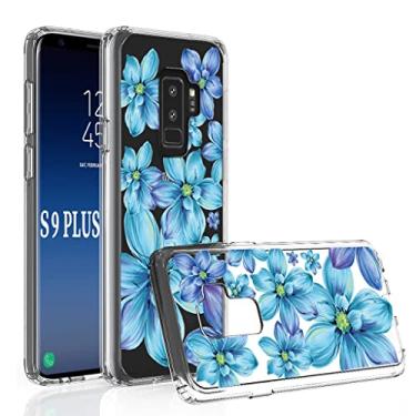 Imagem de Micger Capa transparente para Galaxy S9+ Plus com capa de telefone floral antiarranhões de grau militar à prova de choque TPU bumper 6,2 polegadas flor capa protetora para telefone