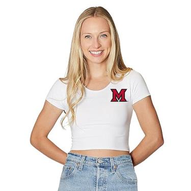 Imagem de Lojobands Camiseta cropped feminina Tailgate College Fitted Crop Top tamanho único (Miami University Redhawks - Branca)