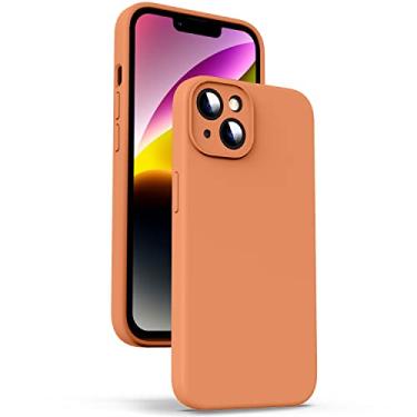 Imagem de Supdeal Capa de silicone líquido para iPhone 14, [silicone líquido verdadeiro] [anti-impressão digital] capa protetora de 4 camadas para celular, cobertura total ao redor da câmera e microfibra embutida, 6,1 polegadas, laranja