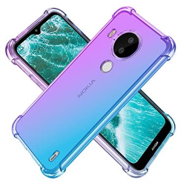 Imagem de KOARWVC Capa para Nokia C30, TA-1357, TA-1377, capa transparente gradiente fina antiarranhões TPU à prova de choque capa protetora para celular para Nokia c30 (roxo/azul)
