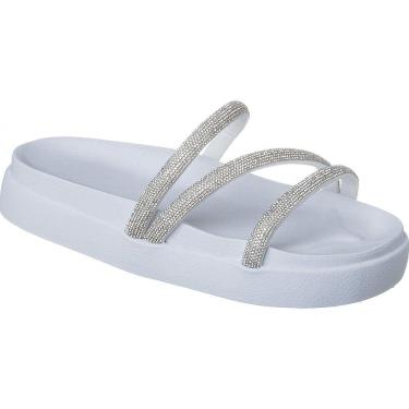 Imagem de Papete Birken Sandália 3 Tiras de Brilho Strass Chinelo Feminino  Moda Tendência Blogueiras.