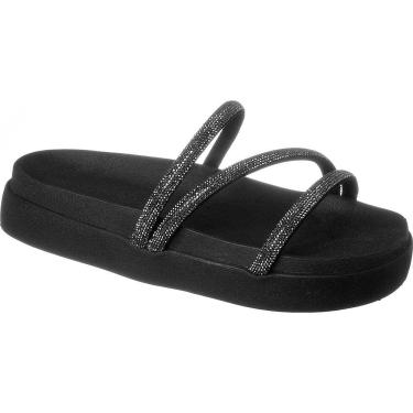 Imagem de Papete Birken Sandália 3 Tiras de Brilho Strass Chinelo Feminino  Moda Tendência Blogueiras.