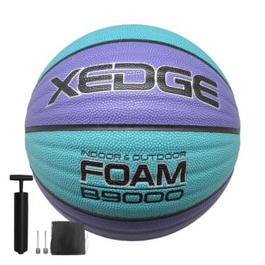 Imagem de XEDGE Basquete 75 cm, tamanho 7, conjunto de basquete de couro ondulado interno e externo com bolsa de transporte, agulhas e bomba (roxo, tamanho 7)