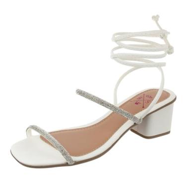 Imagem de Sanália Feminina, Salto Bloco Baixo, Gladiadoura, Brilho, Bellinda Shoes (BRANCO, BR, Adulto, Numérico, 36)
