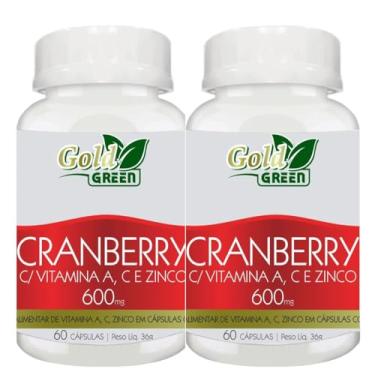 Imagem de 2 Cranberry com vitamina A, C e zinco, 600 mg, 60 cápsulas Gold Green Kit 2 Potes