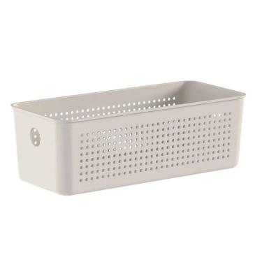 Imagem de Cesto Organizador 27x12x9cm Flow Bege Caixa Organizadora 3L