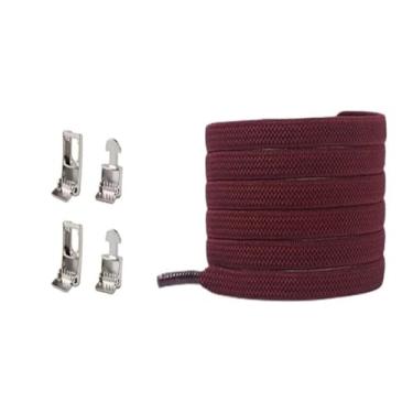 Imagem de Cross Buckle Elastic Laceless Shoelaces For Sneakers Flat Shoelaces For Kids And Adults Elastic Shoelaces For All Shoes(Dark red)